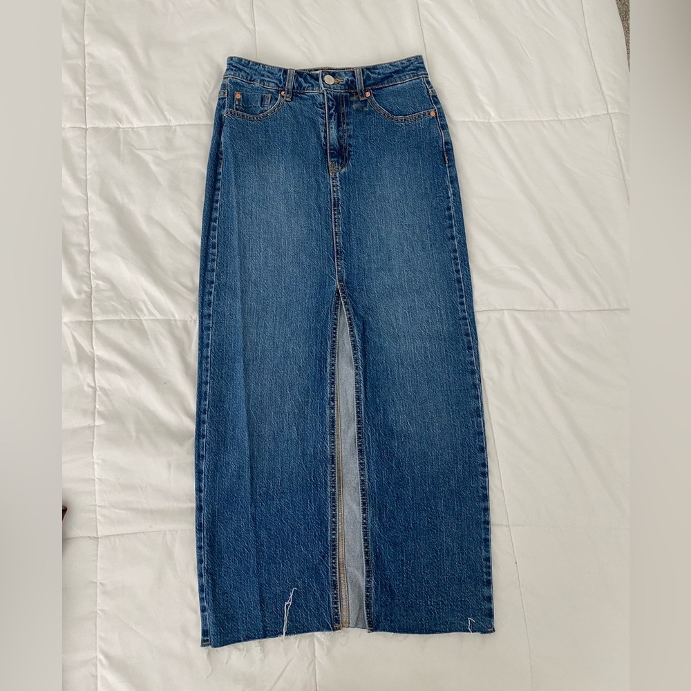 Stradisvarius Long Blue Denim Skirt Size 2